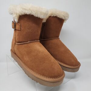 Style & Co Suede Winter Boots Womens 6 Brown Chestnut Faux Fur Tiny 2 Shoes